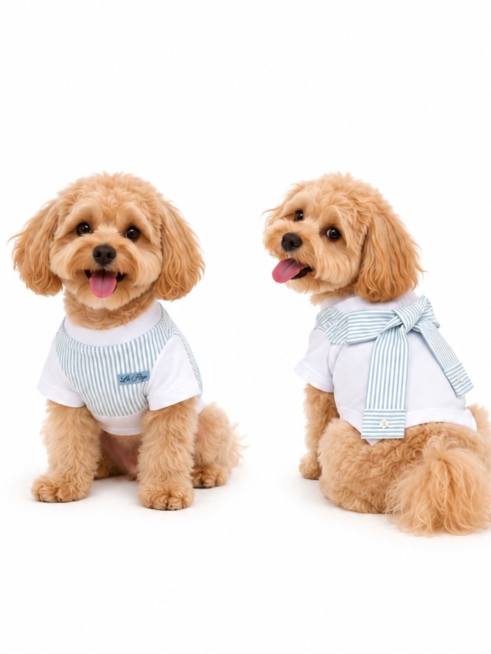 NEW - Le Pup Dog Shirt Medium Blue Stripe LoveShackFancy Style Pet Outfit